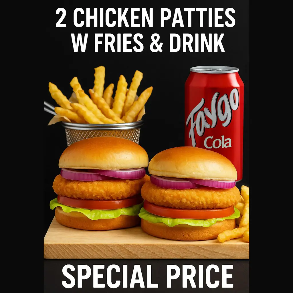 2 Chicken Patties W Fries & Drink