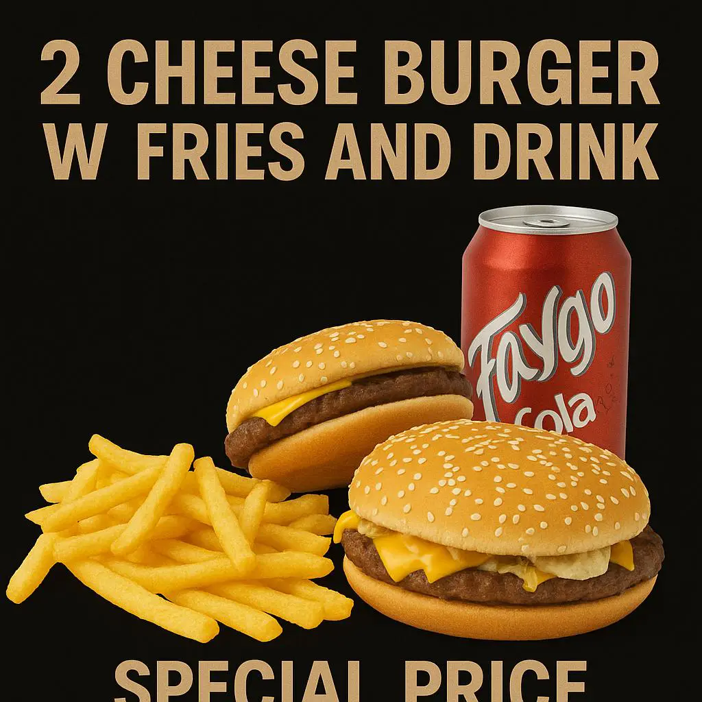 2 Cheese Burger W Fries and Drink